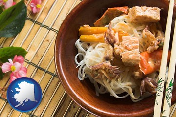 a Thai curry dish at a Thai restaurant - with Alaska icon